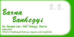 barna banhegyi business card